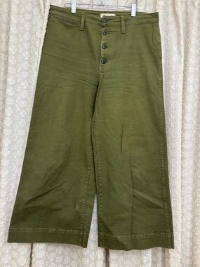 Madewell Olive Green Wide-Leg Button-Fly Pants